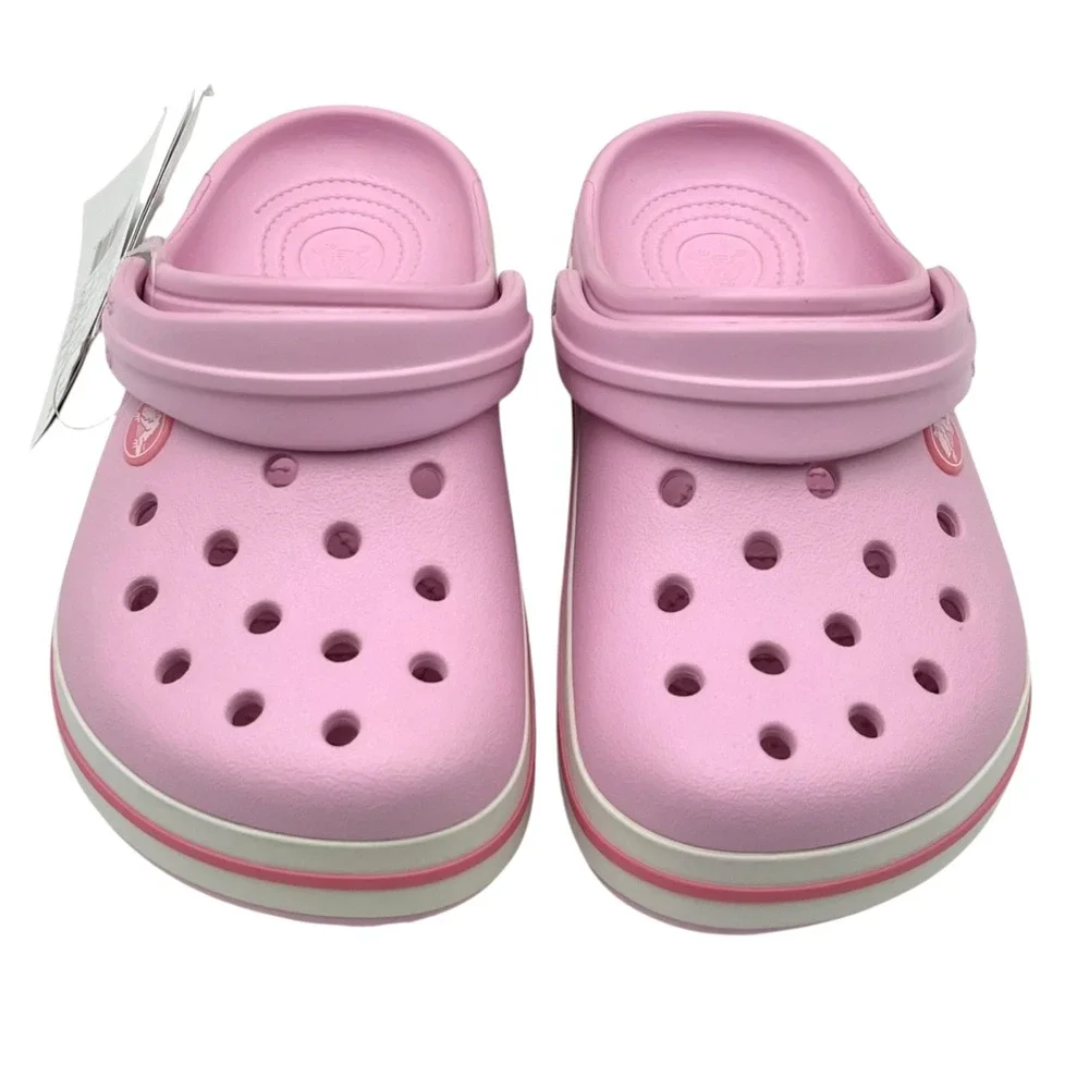 Crocs Big Girls Slip-on Clogs Size 2 (J2) Light Pink Water Friendly Lightweight